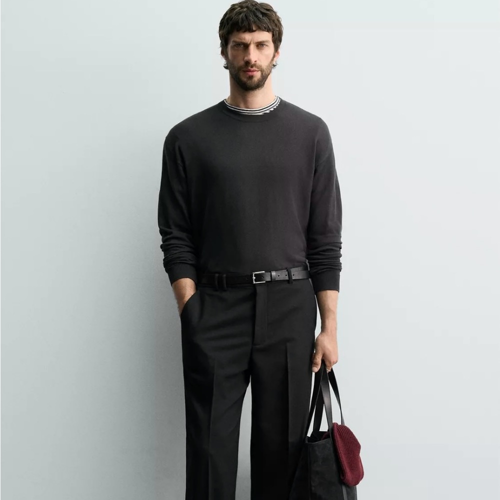 Zara Men's Charcoal Crewneck Sweater